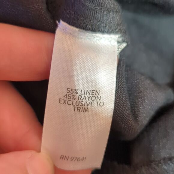 J Jill Linen Blend Black Drawstring Pants Coastal Tab Button Capsule sz M - Picture 11 of 12